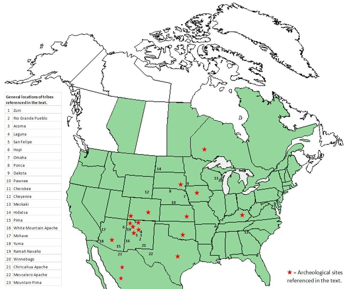 map of the united states, where every state is green, along with a few areas of canada and all of mexico. The map has red stars and numbers in states like arizona, texas, new mexico, colorado, oklahoma, iowa, south dekota, kentucky, one in canada and two in mexico.